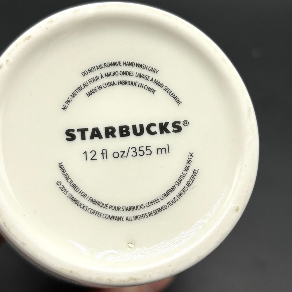 Starbucks Ceramic Travel Tumbler Green Dot Painting Child 12oz Coffee Cup 2015 - Picture 5 of 8